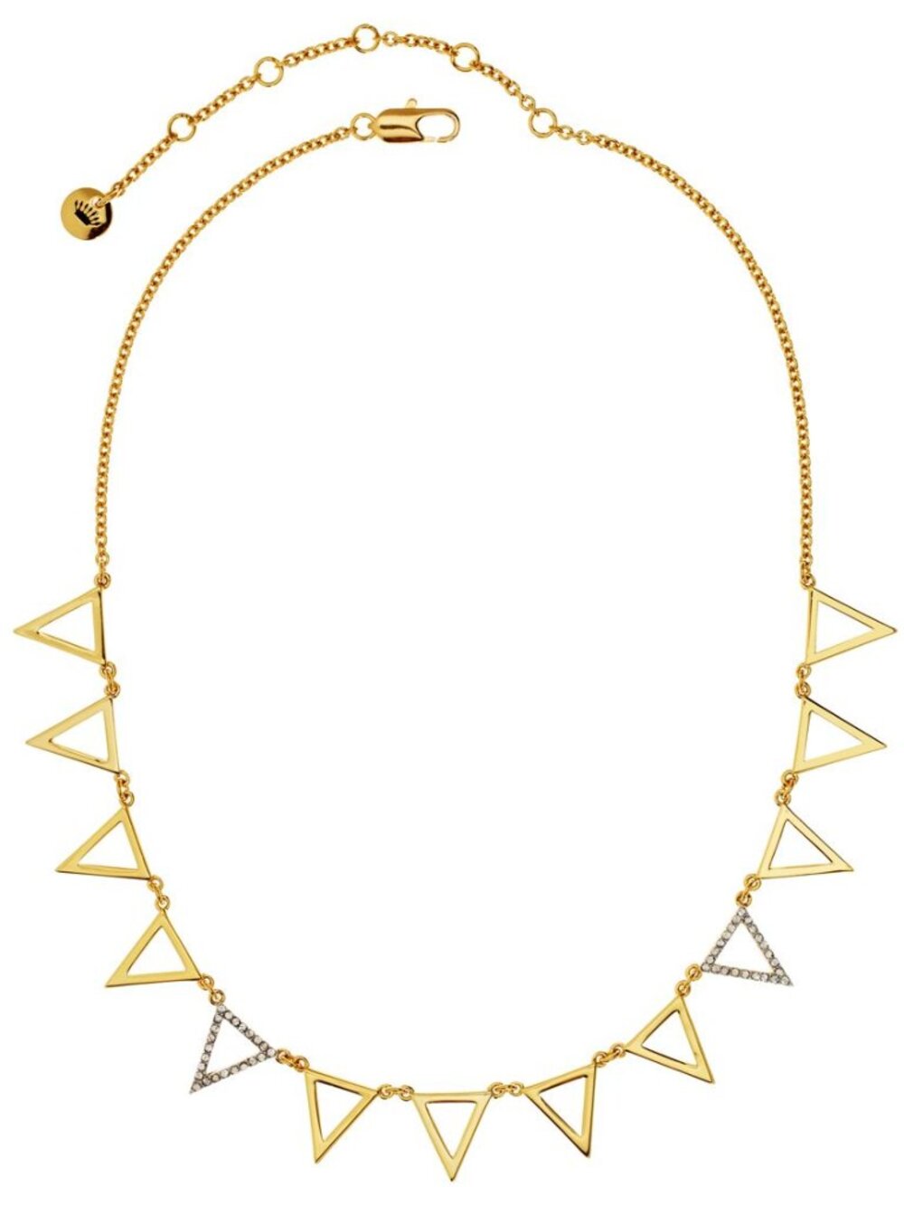 Juicy Couture Premium Geometric Gold Tone Triangle Statement Necklace Crystal